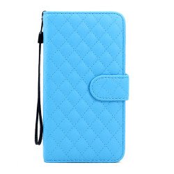 Samsung Galaxy Note 5 Quilted Flip Leather Wallet Case with Strap (Blue)